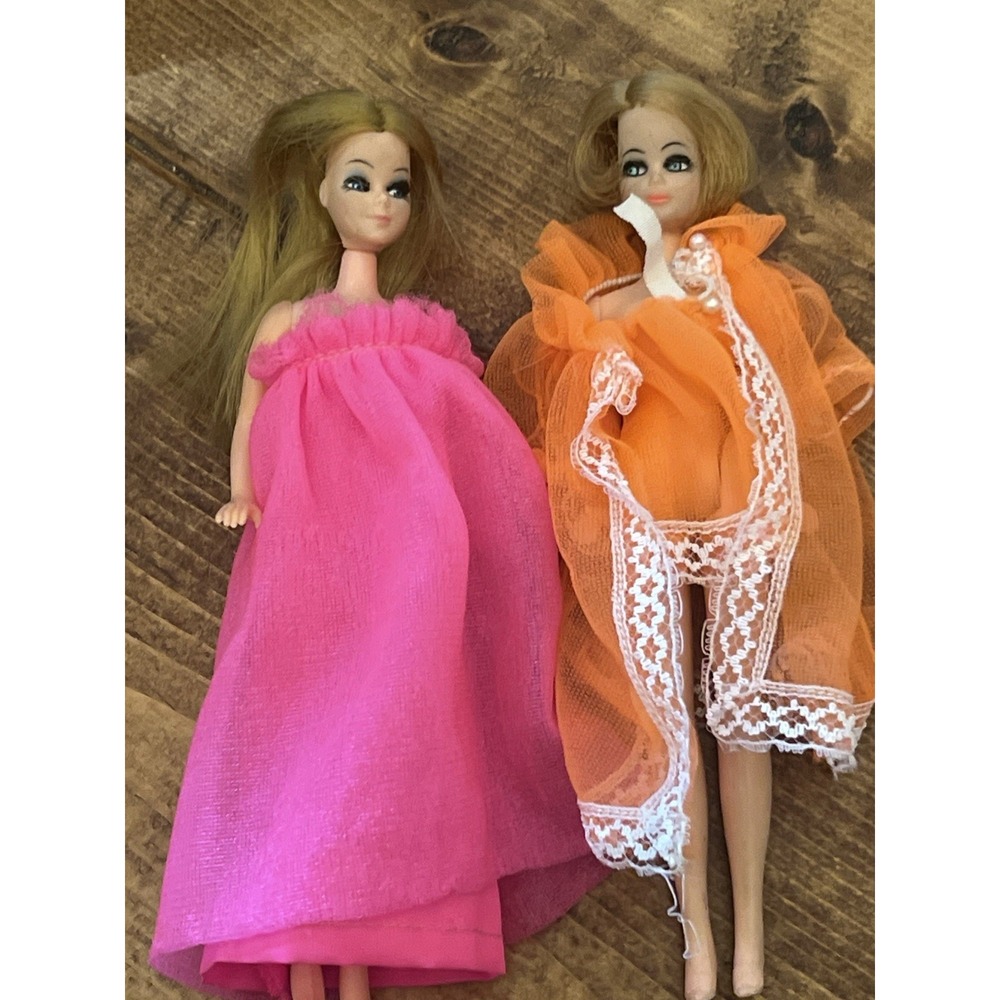 1960 Topper Jessica Dawn Short Blonde Midnight Lace And Pink Nightgown Lot Vtg